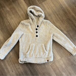 Cozy Light Gray Sherpa Hoodie Size Small